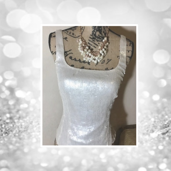 Giorgio Armani Tops - Shimmering White Sequined Giorgio Armani Cami